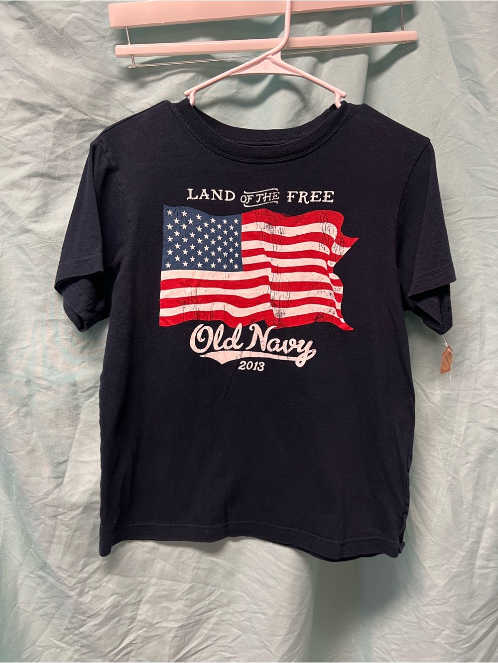 Child 10-12 Old Navy Kids 'Land of the Free' Navy Flag T-Shirt patriotic